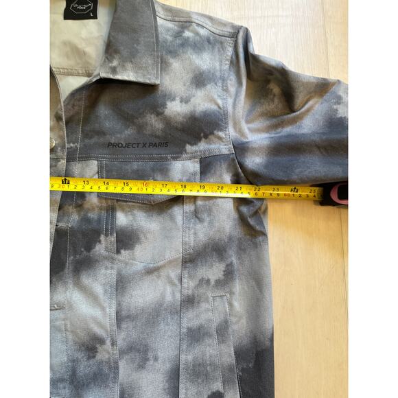 Project X Paris Men Cloud Wash Denim Jacket Streetwear Gray Acid Grunge Urban L - Picture 7 of 8